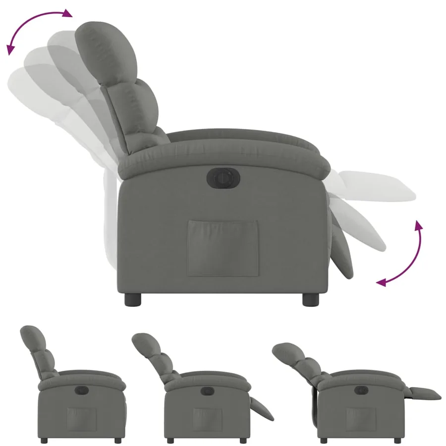 Fauteuil inclinable électrique Gris foncé Tissu - 7