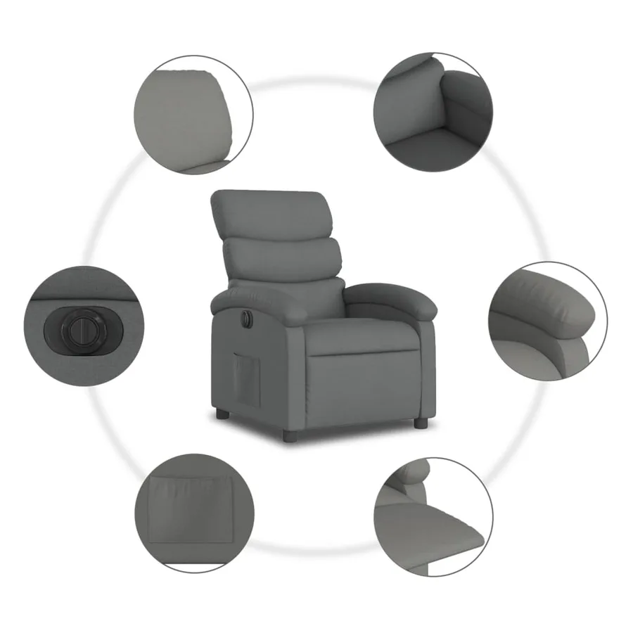 Fauteuil inclinable électrique Gris foncé Tissu - 8