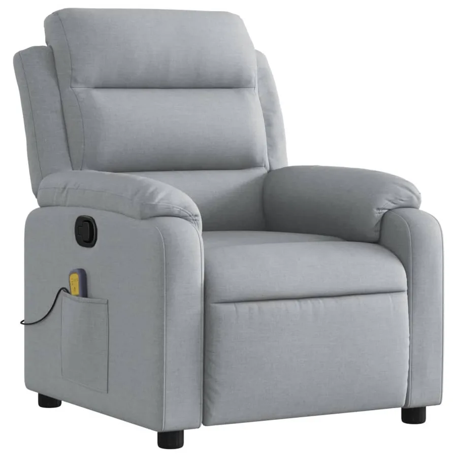 Fauteuil inclinable de massage gris clair tissu - 3