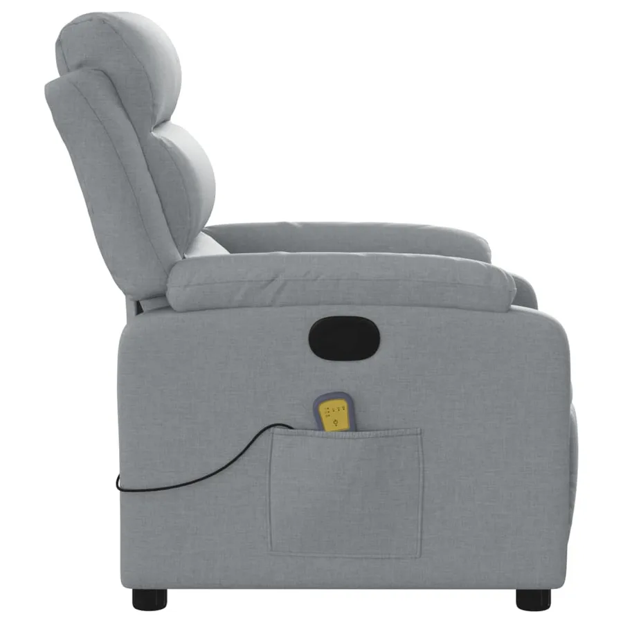 Fauteuil inclinable de massage gris clair tissu - 8