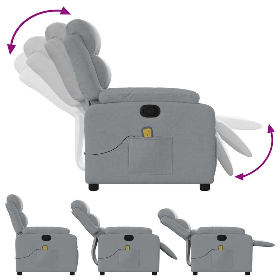 Fauteuil de massage inclinable Gris clair Tissu - 6