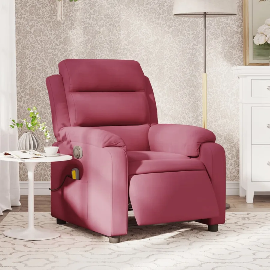 Fauteuil inclinable massage électrique rouge bordeaux velours