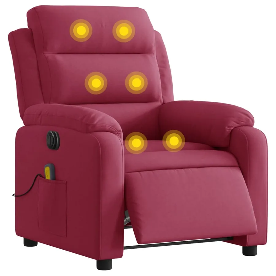 Fauteuil inclinable massage électrique rouge bordeaux velours - 3