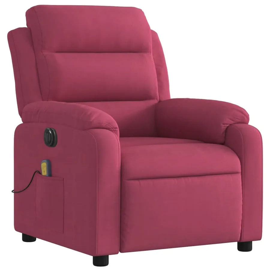 Fauteuil inclinable massage électrique rouge bordeaux velours - 4