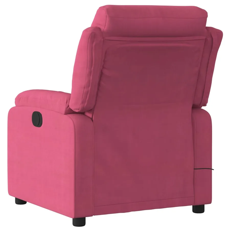 Fauteuil inclinable massage électrique rouge bordeaux velours - 5
