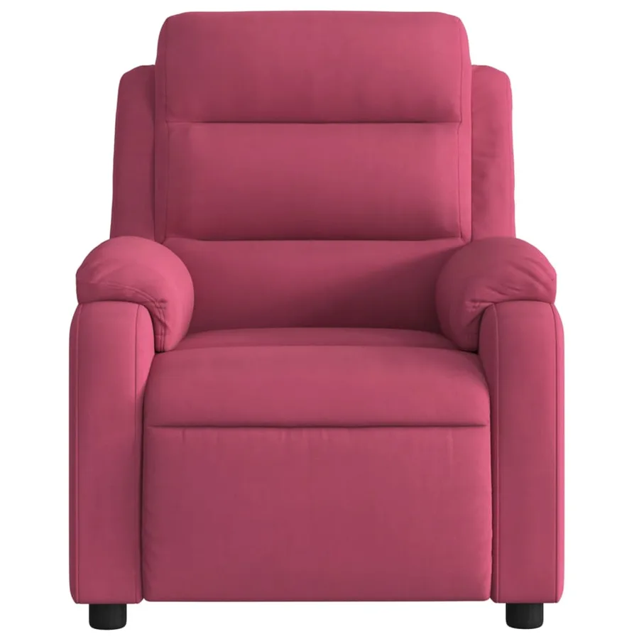 Fauteuil inclinable massage électrique rouge bordeaux velours - 9