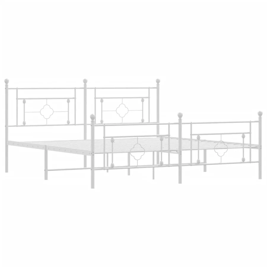 Cadre de lit métal sans matelas et pied de lit blanc 183x213 cm - 4