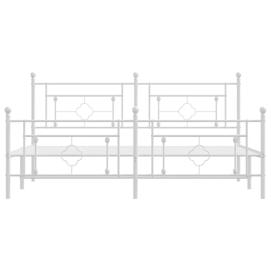Cadre de lit métal sans matelas et pied de lit blanc 183x213 cm - 5