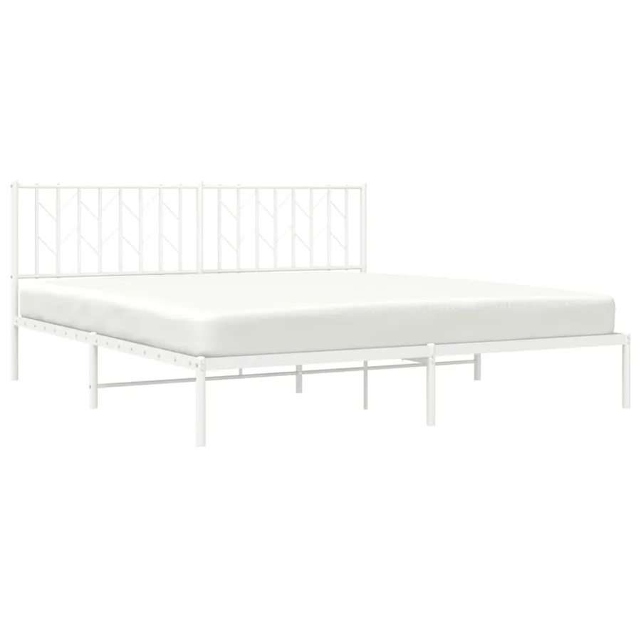 Cadre de lit métal sans matelas et tête de lit blanc 183x213 cm - 3