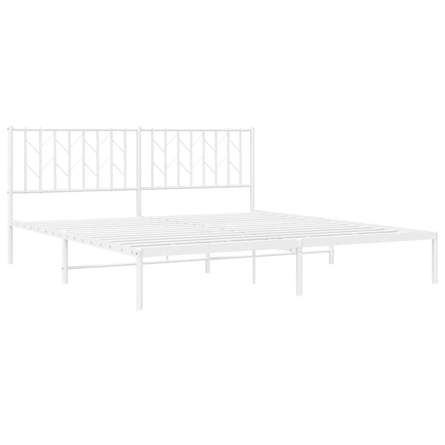 Cadre de lit métal sans matelas et tête de lit blanc 183x213 cm - 4