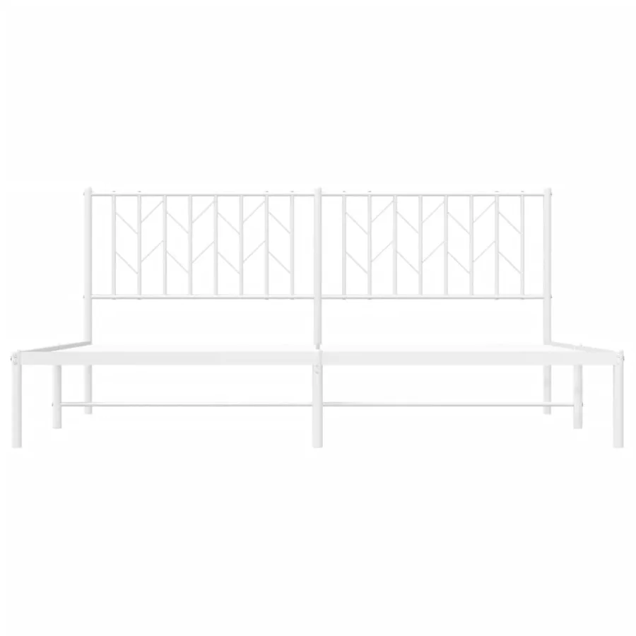 Cadre de lit métal sans matelas et tête de lit blanc 183x213 cm - 5