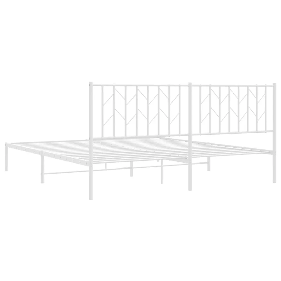 Cadre de lit métal sans matelas et tête de lit blanc 183x213 cm - 7