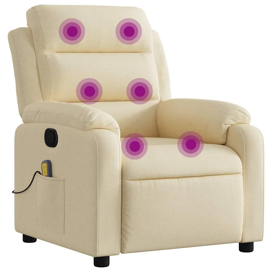 Fauteuil de massage inclinable Crème Tissu - 2