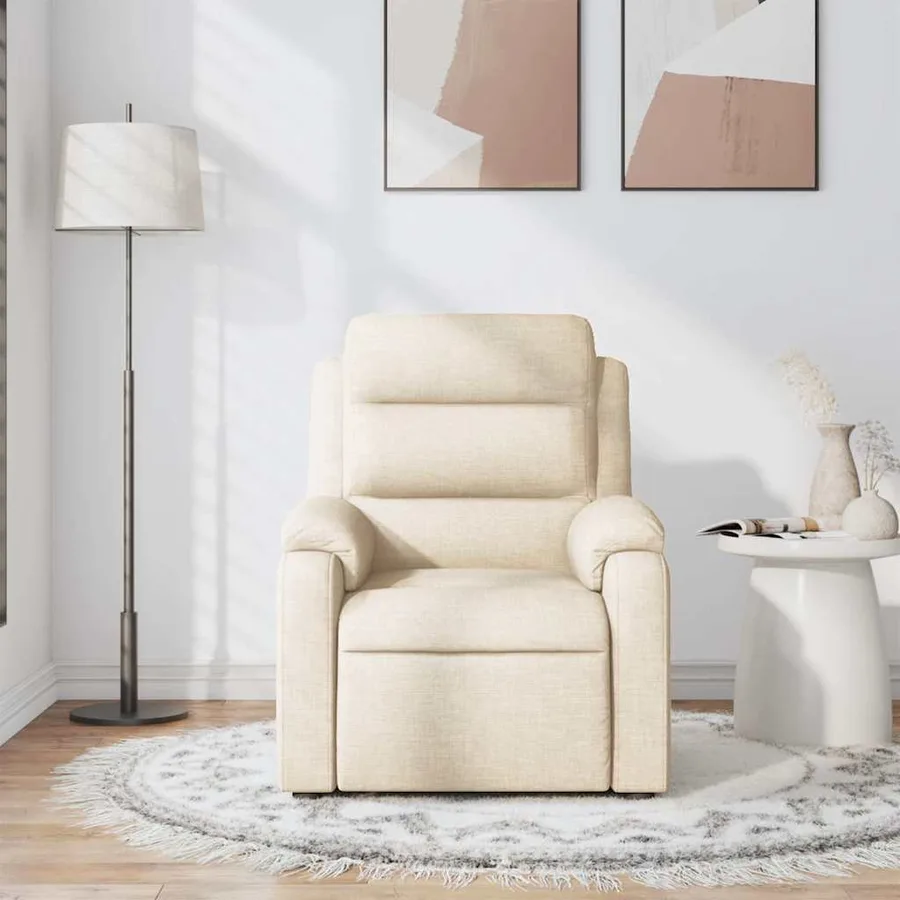 Fauteuil de massage inclinable Crème Tissu - 3