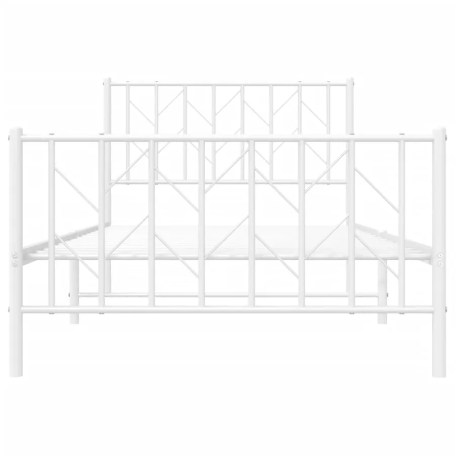 Cadre de lit métal sans matelas et pied de lit blanc 100x190 cm - 5