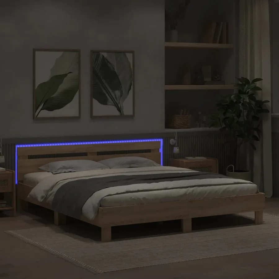 Cadre de lit avec LED sans matelas chêne sonoma 180x200 cm - 4
