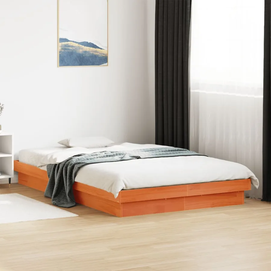 Cadre de lit à LED sans matelas 120x190 cm bois massif - 3