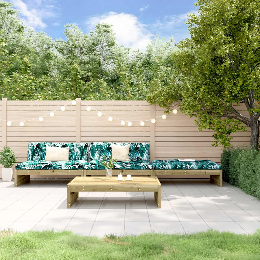 Salon de jardin 4 pcs avec coussins bois de pin imprégné