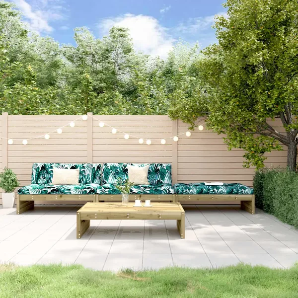 Salon de jardin 4 pcs avec coussins bois de pin imprégné