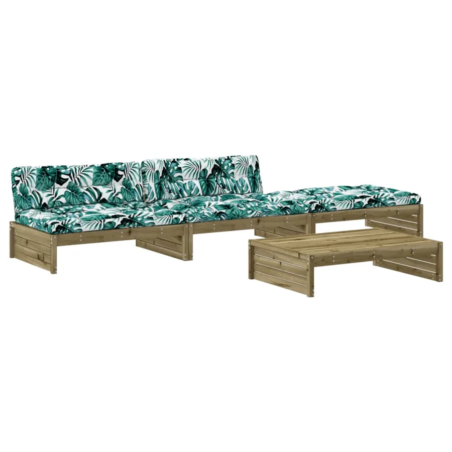 Salon de jardin 4 pcs avec coussins bois de pin imprégné - 2