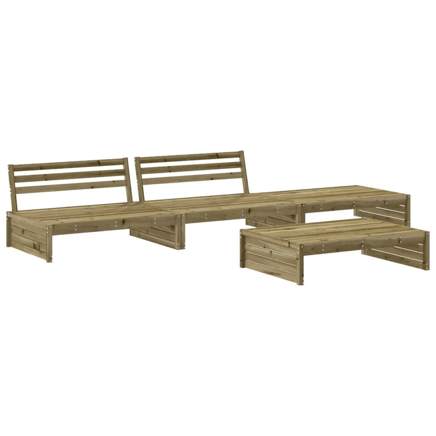 Salon de jardin 4 pcs avec coussins bois de pin imprégné - 3
