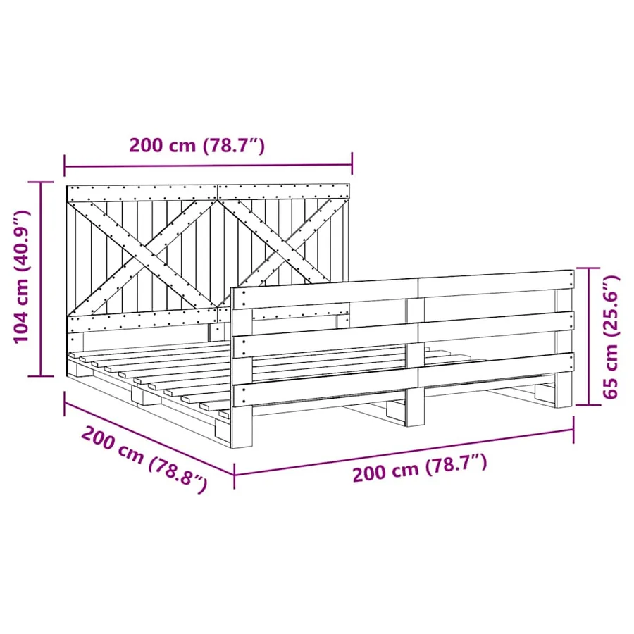 Cadre de lit sans matelas avec tête de lit 200x200 cm - 11