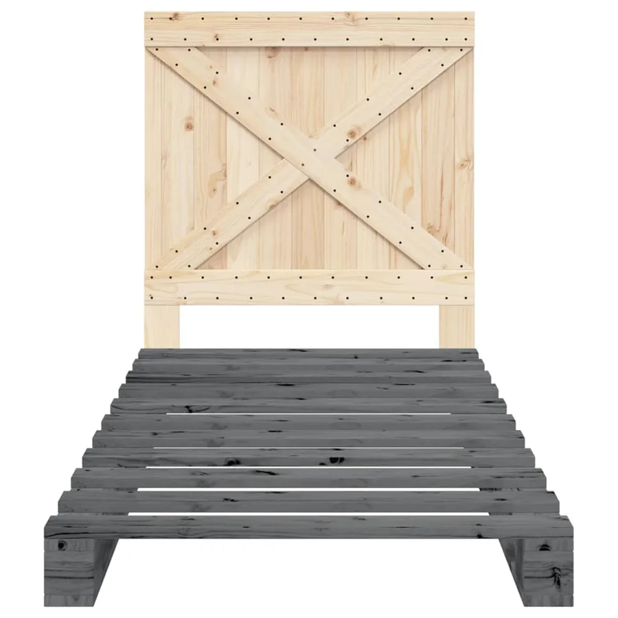 Cadre de lit sans matelas gris 90x200 cm bois de pin massif - 5
