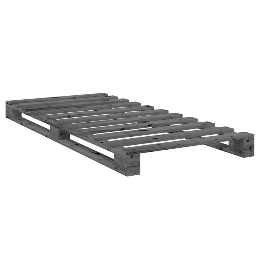 Cadre de lit sans matelas gris 90x200 cm bois de pin massif - 7