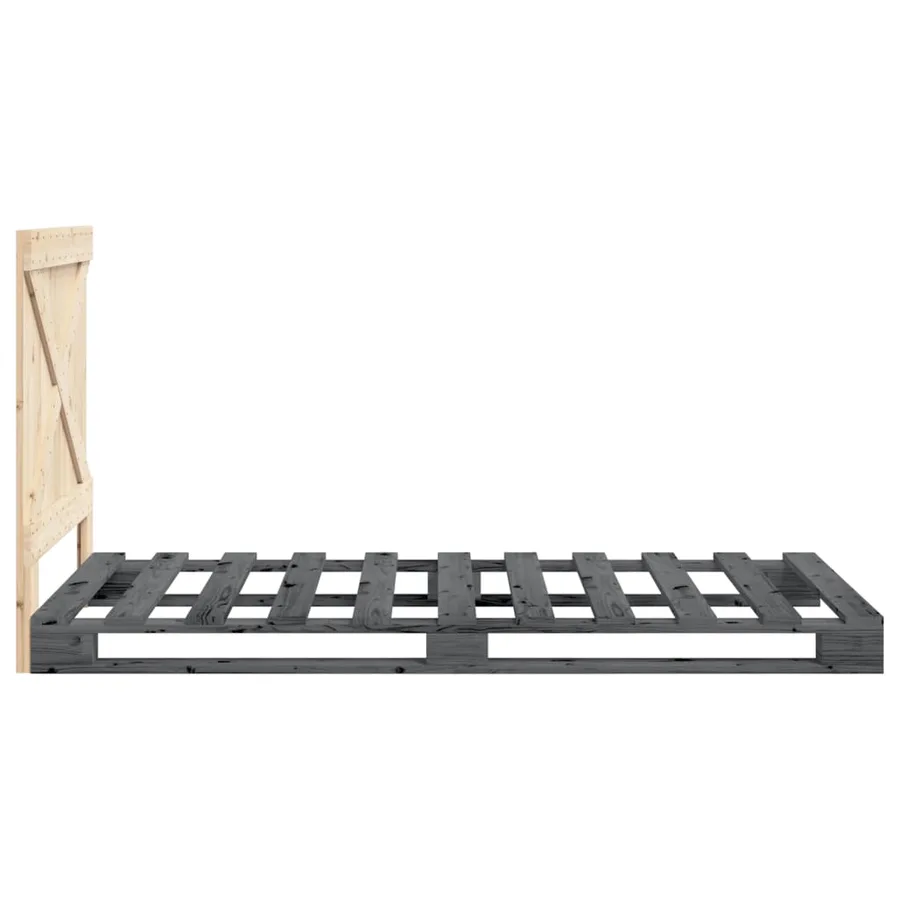 Cadre de lit sans matelas gris 90x200 cm bois de pin massif - 8