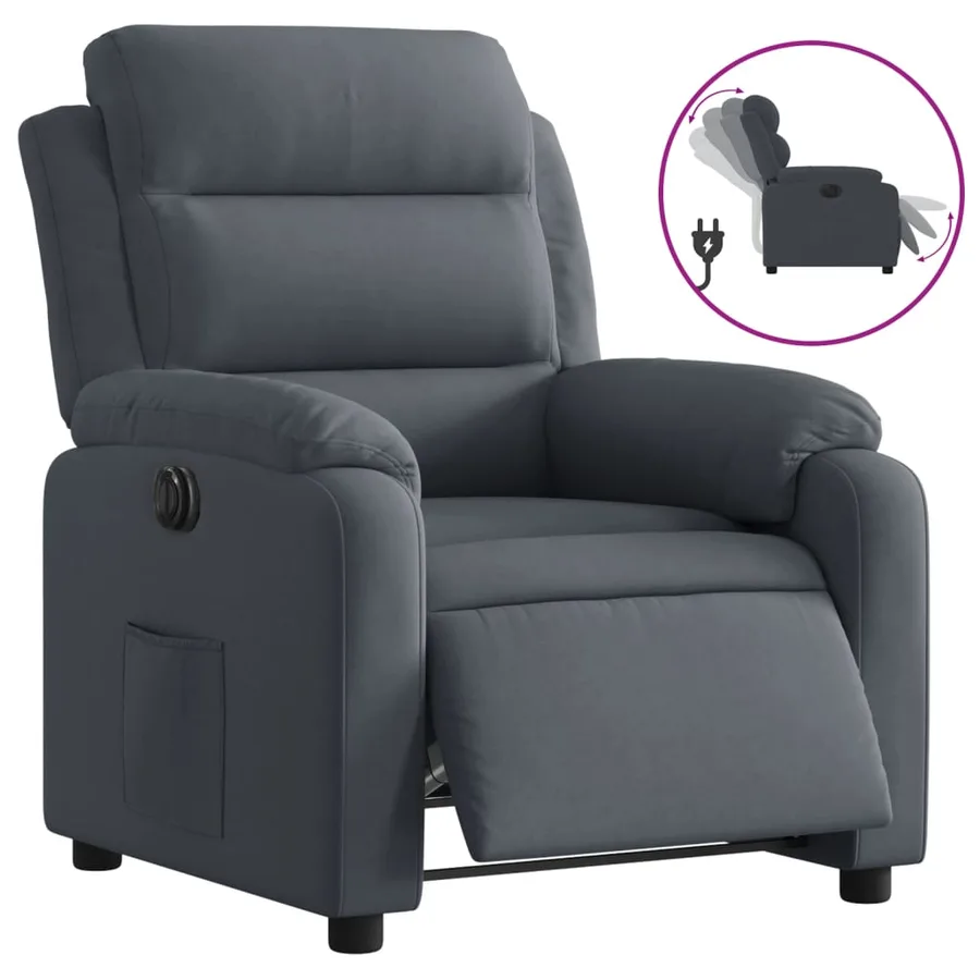Fauteuil inclinable électrique Gris foncé Velours - 2
