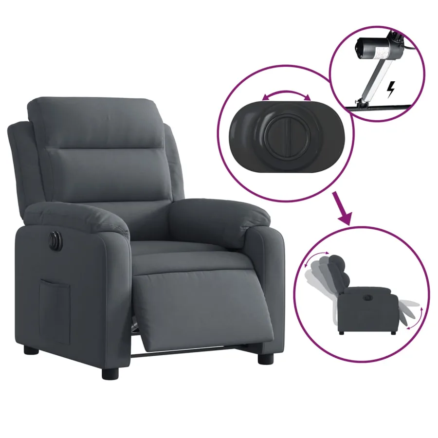 Fauteuil inclinable électrique Gris foncé Velours - 6