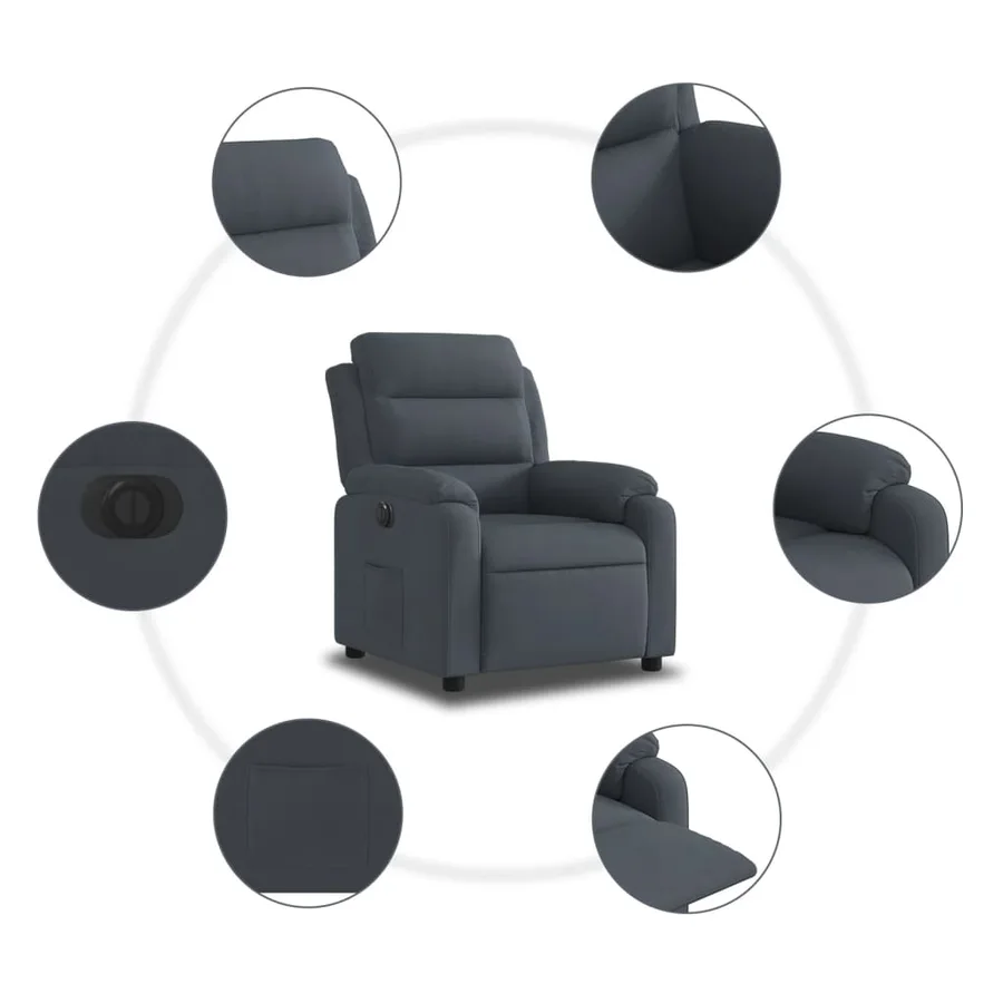 Fauteuil inclinable électrique Gris foncé Velours - 8