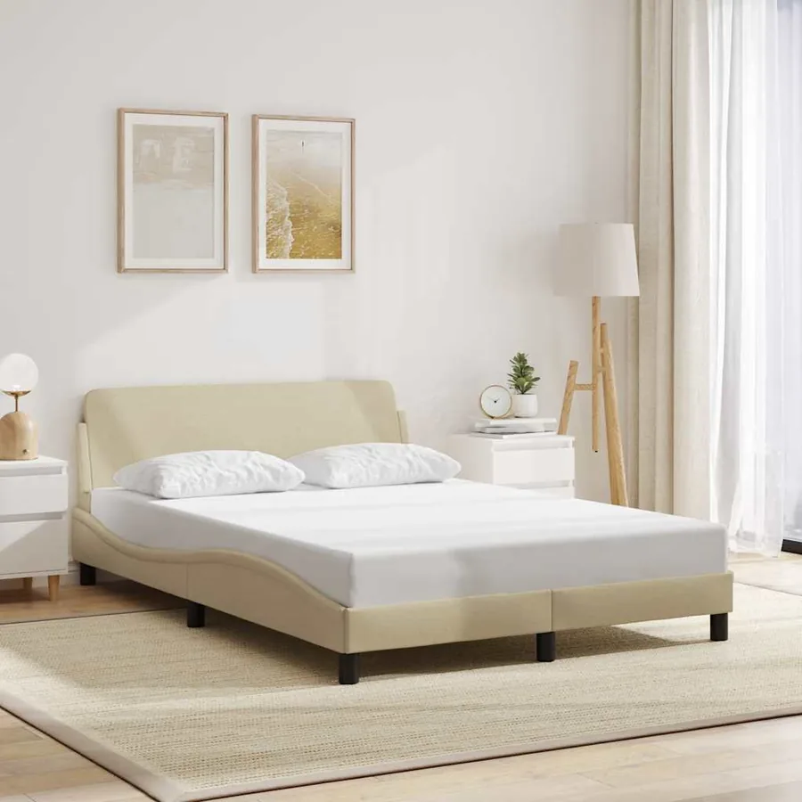 Cadre de lit Dover crème 140x200 cm tissu