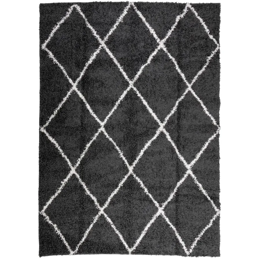 Tapis shaggy à poils longs moderne noir et crème 200x280 cm - 2