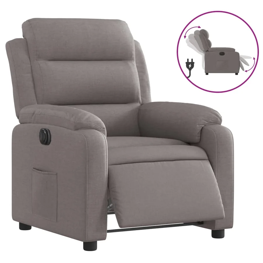 Fauteuil inclinable électrique Taupe Tissu - 2