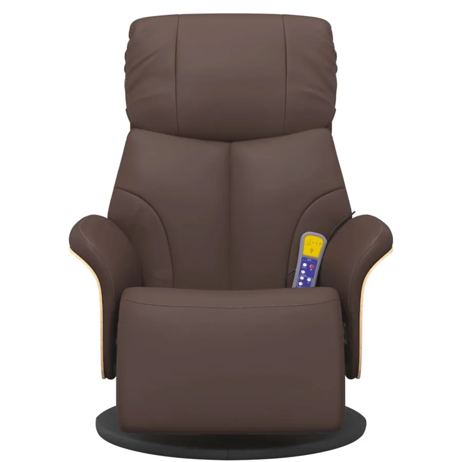 Fauteuil inclinable de massage repose-pieds marron similicuir - 4