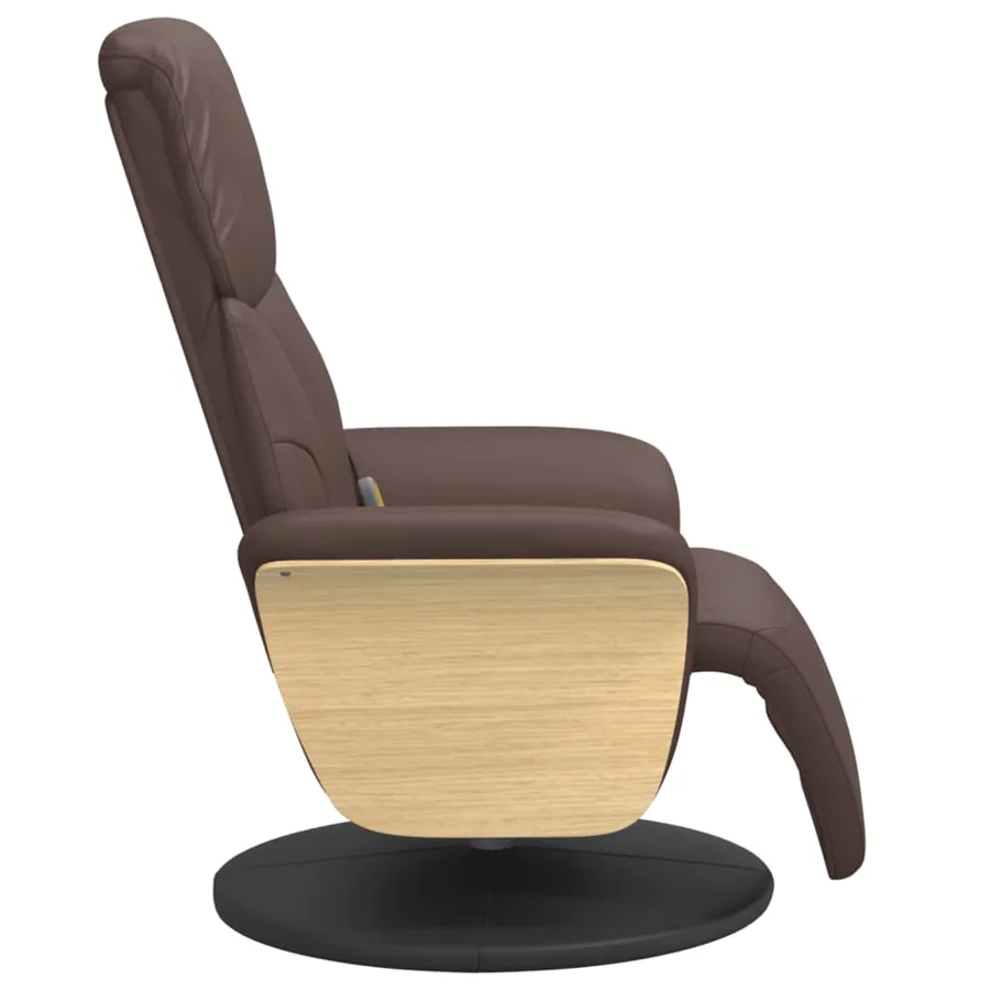 Fauteuil inclinable de massage repose-pieds marron similicuir - 5