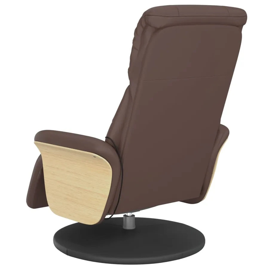 Fauteuil inclinable de massage repose-pieds marron similicuir - 6