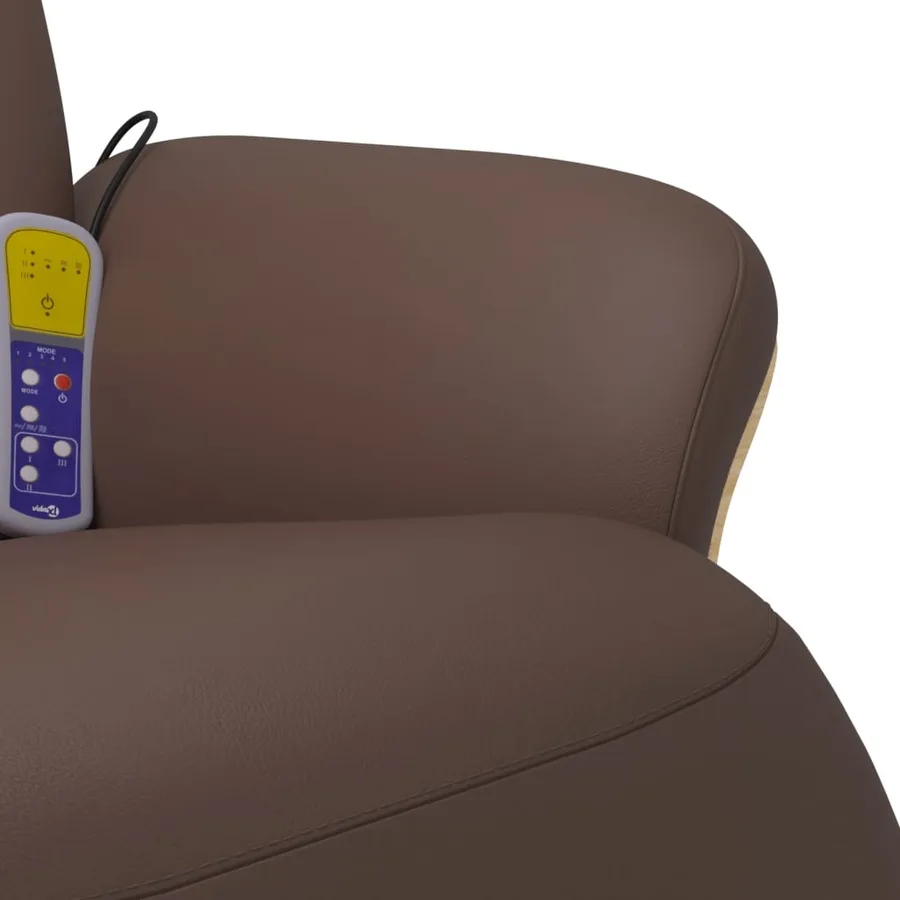 Fauteuil inclinable de massage repose-pieds marron similicuir - 8