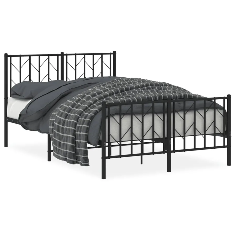 Cadre de lit métal sans matelas avec pied de lit noir 120x200cm - 2