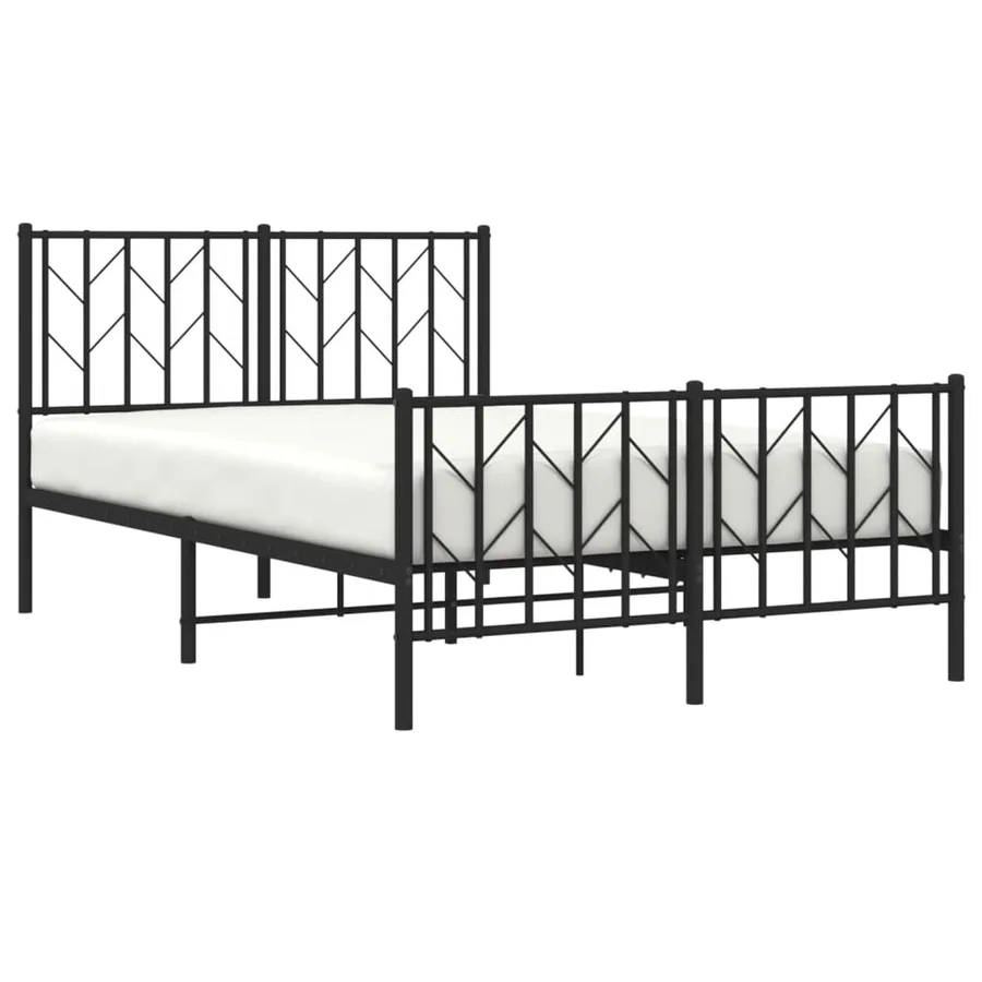 Cadre de lit métal sans matelas avec pied de lit noir 120x200cm - 3