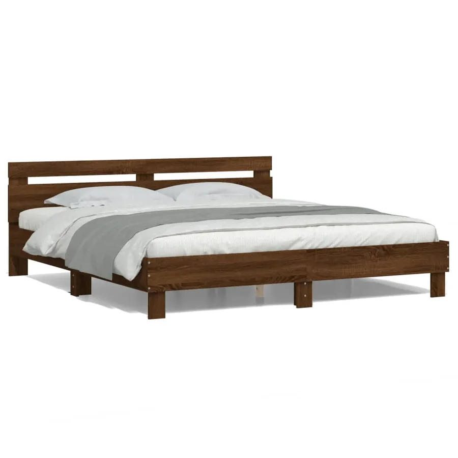 Cadre de lit avec LED sans matelas chêne marron 180x200 cm - 5