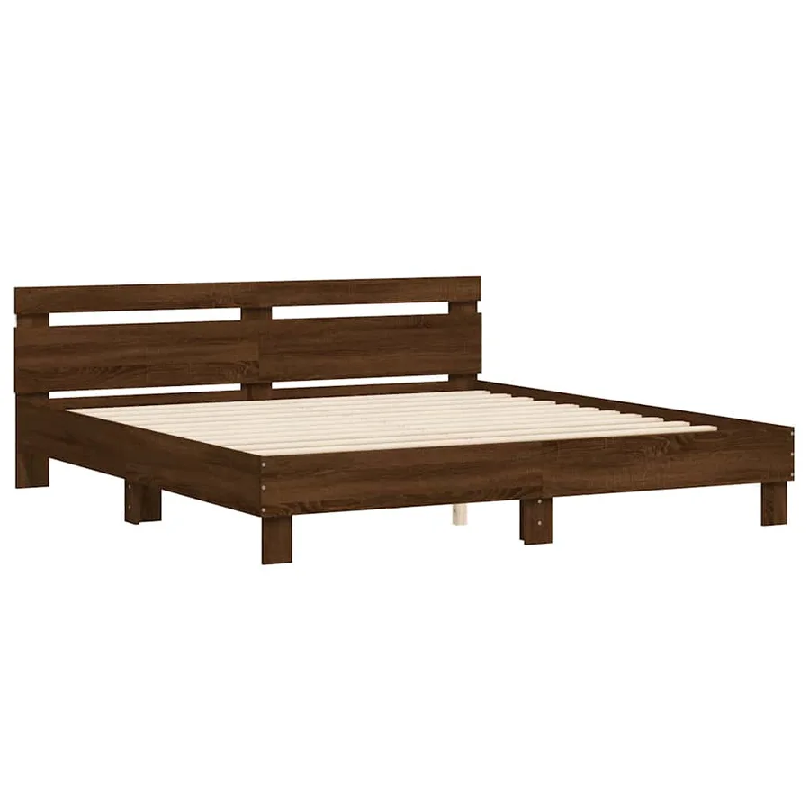 Cadre de lit avec LED sans matelas chêne marron 180x200 cm - 6