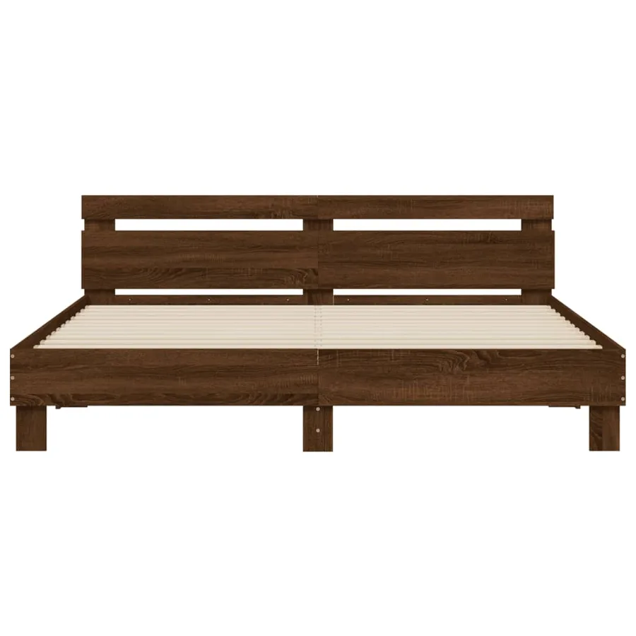 Cadre de lit avec LED sans matelas chêne marron 180x200 cm - 7