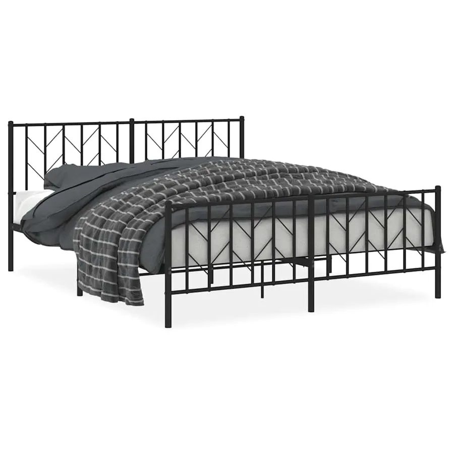 Cadre de lit métal sans matelas avec pied de lit noir 160x200cm - 2