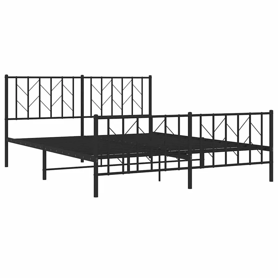 Cadre de lit métal sans matelas avec pied de lit noir 160x200cm - 3