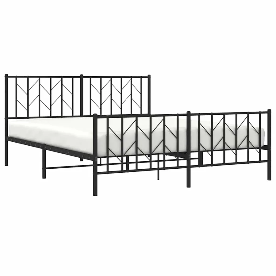Cadre de lit métal sans matelas avec pied de lit noir 160x200cm - 4