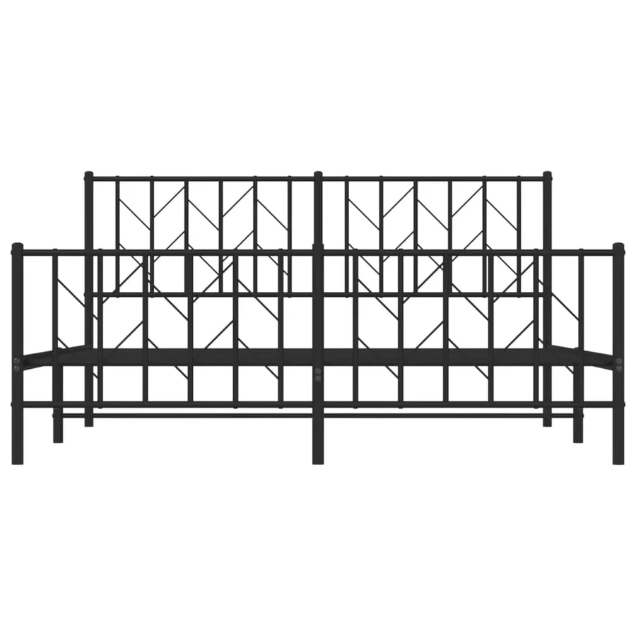 Cadre de lit métal sans matelas avec pied de lit noir 160x200cm - 5