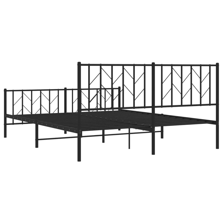 Cadre de lit métal sans matelas avec pied de lit noir 160x200cm - 7