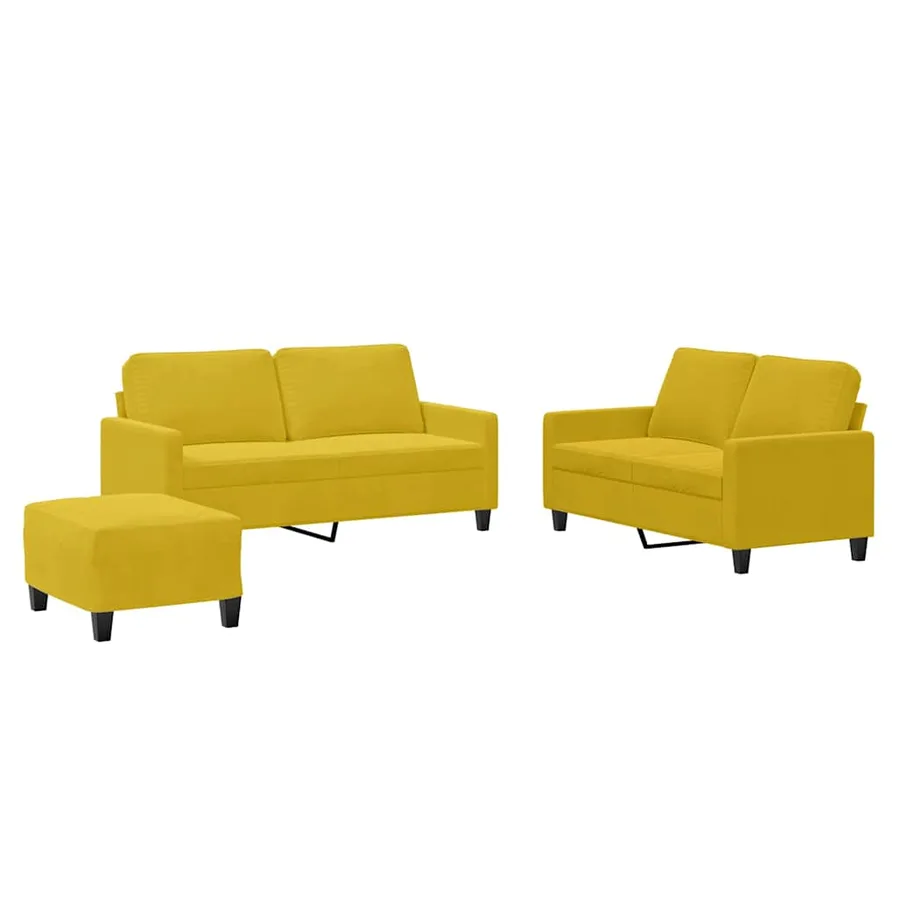 Ensemble de canapés 3 pcs avec coussins Jaune Velours - 2